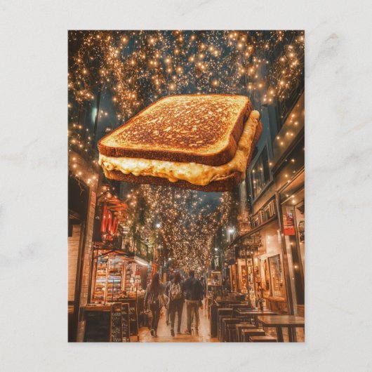 Surreal Floating Gegrilde Kaas Sandwich Briefkaart (Voorkant)