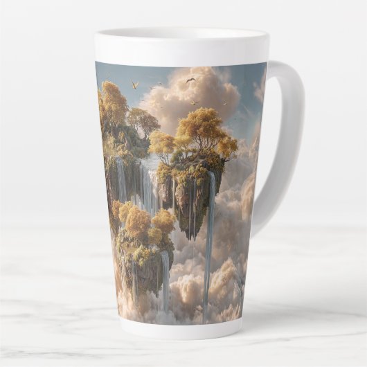 Surreal Floating Islands With Golden Trees Latte Mok (Rechterhoek)