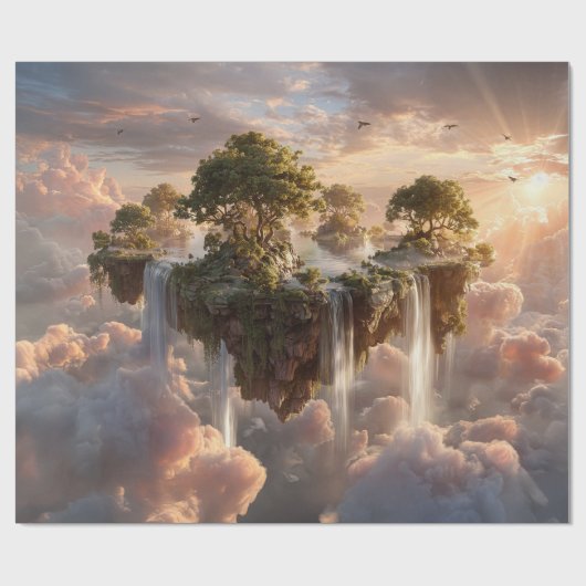 Surreal Floating Islands With Waterfalls Cadeaupapier (Vlak)