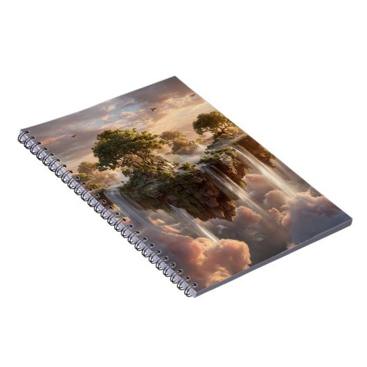 Surreal Floating Islands With Waterfalls Notitieboek (Rechterzijde)