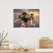 Surreal Floating Islands With Waterfalls Poster (Keuken)