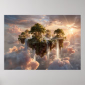 Surreal Floating Islands With Waterfalls Poster (Voorkant)
