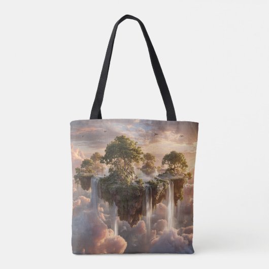 Surreal Floating Islands With Waterfalls Tote Bag (Achterkant)