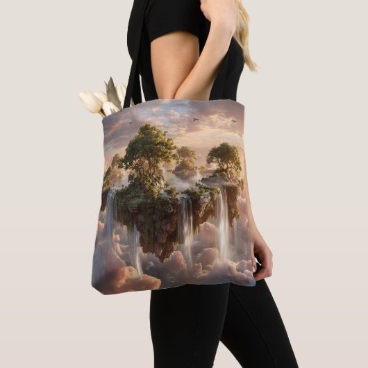 Surreal Floating Islands With Waterfalls Tote Bag (Dichtbij)