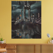 Surreal Floating Ruins Obsidian Pool Canvas Afdruk (Insitu (Woonkamer))