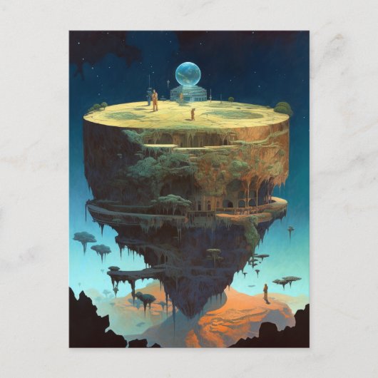 Surreal Floor Island Landscape Fantasy Art Briefkaart (Voorkant)