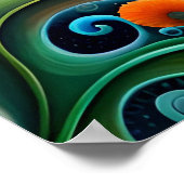 Surreal Floral Landscape: Abstracte rivier en tore Poster (Hoek)