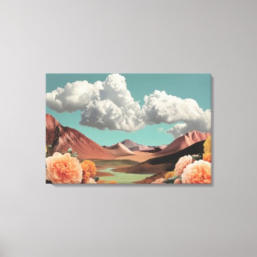 Surreal Floral Mountainscape With Dramatic Clouds Canvas Afdruk (Voorkant)