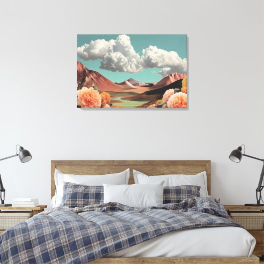 Surreal Floral Mountainscape With Dramatic Clouds Canvas Afdruk (Insitu (Slaapkamer))