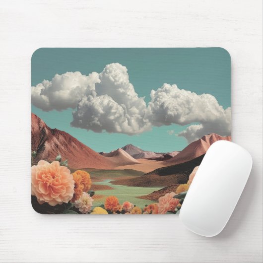 Surreal Floral Mountainscape With Dramatic Clouds Muismat (Met muis)