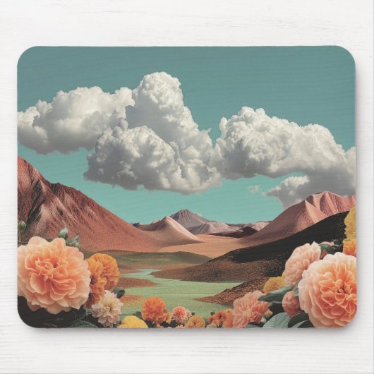 Surreal Floral Mountainscape With Dramatic Clouds Muismat (Voorkant)