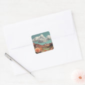 Surreal Floral Mountainscape With Dramatic Clouds Vierkante Sticker (Envelop)