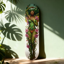 Surreal Floral Zwart Vrouw Portret Persoonlijk Skateboard
