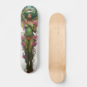 Surreal Floral Zwart Vrouw Portret Persoonlijk Skateboard (Voorkant)