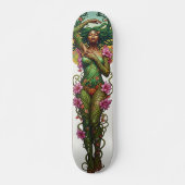Surreal Floral Zwart Vrouw Portret Persoonlijk Skateboard (Voorkant)