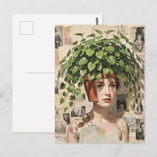 Surreal Flower Pot Woman Briefkaart (Voorkant / Achterkant)