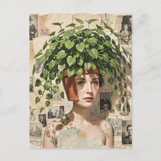 Surreal Flower Pot Woman Briefkaart (Voorkant)