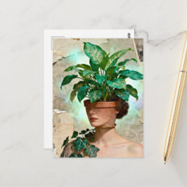 Surreal Flower Pot Woman Briefkaart
