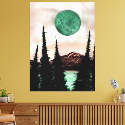 Surreal Forest Maan Land Statement Stuk Canvas Afdruk (Insitu (Woonkamer))