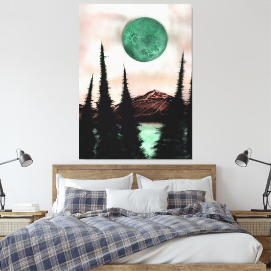 Surreal Forest Maan Land Statement Stuk Canvas Afdruk (Insitu (Slaapkamer))