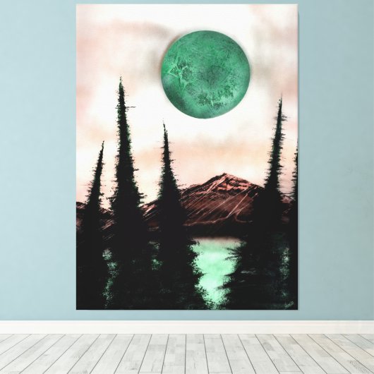 Surreal Forest Maan Land Statement Stuk Canvas Afdruk (Insitu (Houten vloer))