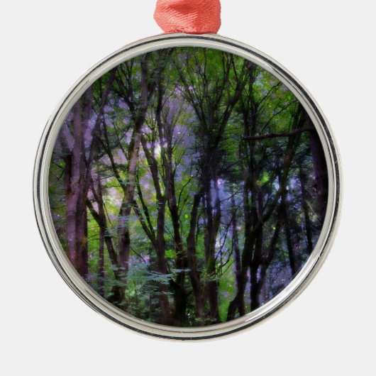 Surreal Forest met milde lampjes Metalen Ornament (Voorkant)