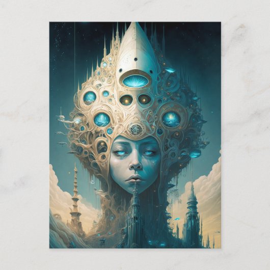 Surreal Futuristic Alien Woman Lanscape Briefkaart (Voorkant)