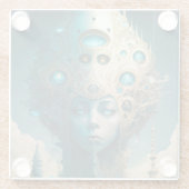 Surreal Futuristic Alien Woman Lanscape Glazen Onderzetter (Achterkant)