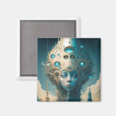Surreal Futuristic Alien Woman Lanscape Magneet (Voorkant / Achterkant)