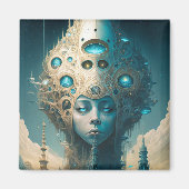 Surreal Futuristic Alien Woman Lanscape Magneet (Voorkant)