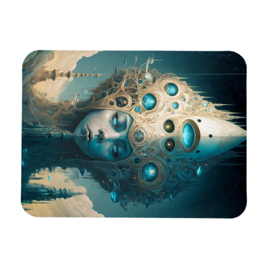 Surreal Futuristic Alien Woman Lanscape Magneet (Horizontaal)