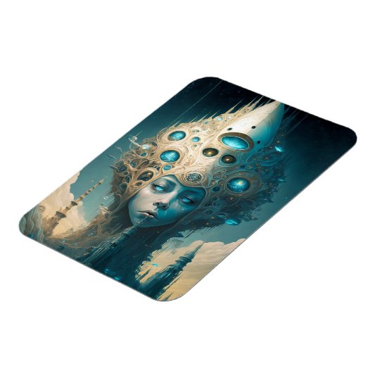 Surreal Futuristic Alien Woman Lanscape Magneet (Linkerzijde)