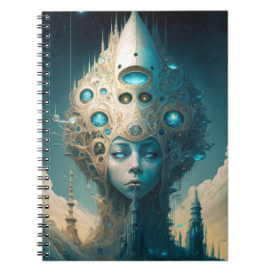 Surreal Futuristic Alien Woman Lanscape Notitieboek