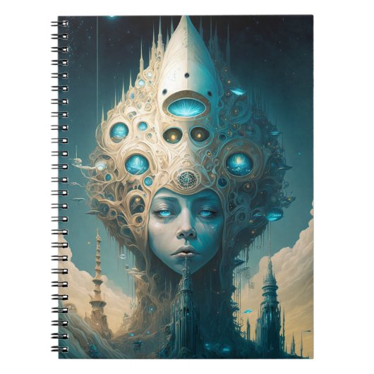 Surreal Futuristic Alien Woman Lanscape Notitieboek (Voorkant)