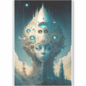 Surreal Futuristic Alien Woman Lanscape Sticker (Voorkant)