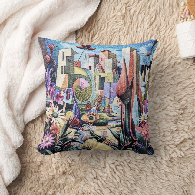 Surreal Garden - Bloemen Illustratie ontwerp 1 Kussen (Deken)