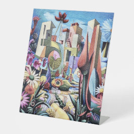 Surreal Garden - Bloemen Illustratie ontwerp 1 Reclamebord Met Voetstuk