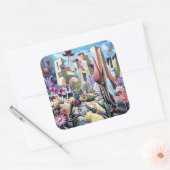Surreal Garden - Bloemen Illustratie ontwerp 1 Vierkante Sticker (Envelop)