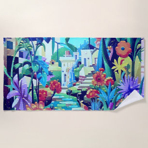 Surreal Garden - Bloemen Illustratie ontwerp 2 Strandlaken