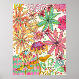 Surreal Garden Floral Gouache Kunstkunst Afdrukken Poster