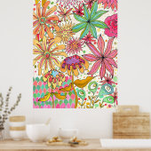 Surreal Garden Floral Gouache Kunstkunst Afdrukken Poster (Keuken)
