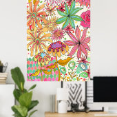 Surreal Garden Floral Gouache Kunstkunst Afdrukken Poster (Thuiskantoor)