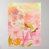 Surreal Garden Floral Pastel Ink Art Artiest Print (Voorkant)