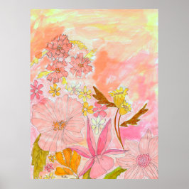 Surreal Garden Floral Pastel Ink Art Artiest Print