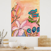 Surreal Garden Gouache Ink Art artiest print (Keuken)