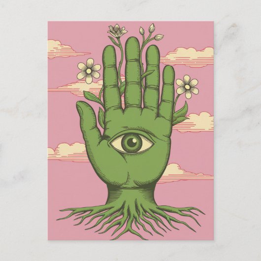 Surreal Gardeners Groene Hand Briefkaart (Voorkant)