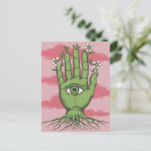 Surreal Gardeners Groene Hand Witte Bloemen Briefkaart (Staand voorkant)