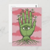 Surreal Gardeners Groene Hand Witte Bloemen Briefkaart (Voorkant / Achterkant)