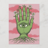 Surreal Gardeners Groene Hand Witte Bloemen Briefkaart (Voorkant)