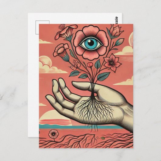 Surreal Gardeners Hand Briefkaart (Voorkant / Achterkant)